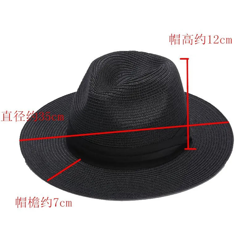 Chapéu Fedora Panamá Premium de Palha 54-62cm Dobrável Unissex Proteção UV para Viagens de Verão