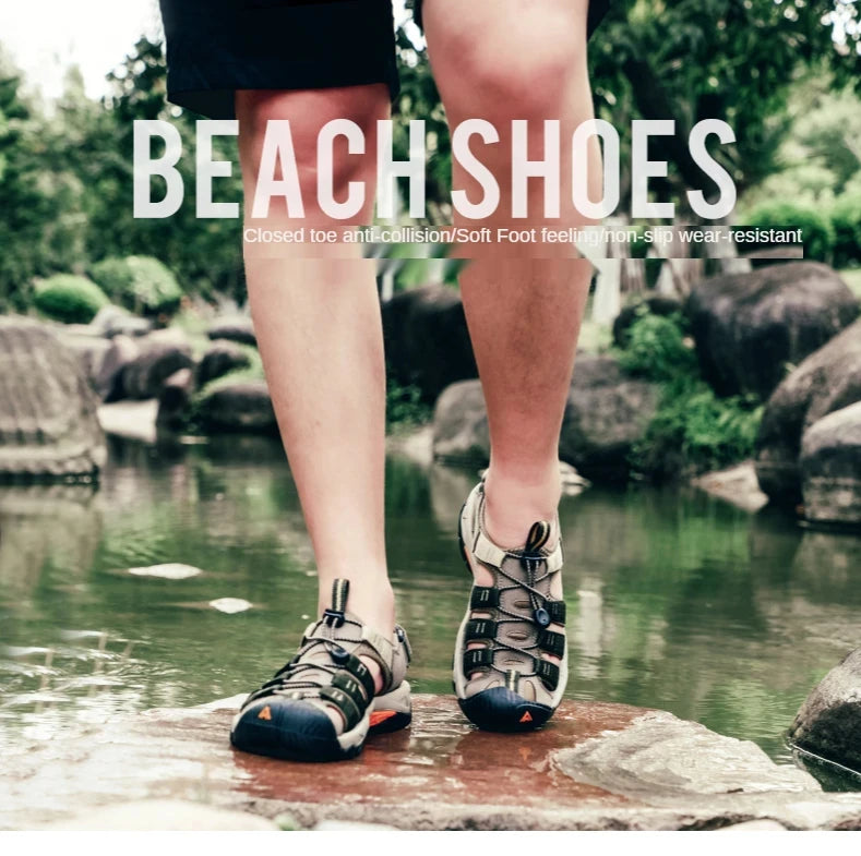 HUMTTO-Sandálias Outdoor Respiráveis para Homens, Sapatos de Caminhada, Sapatos de Água, Praia, Acampamento, Escalada, Aqua Sneaker, HT-710445A, Verão