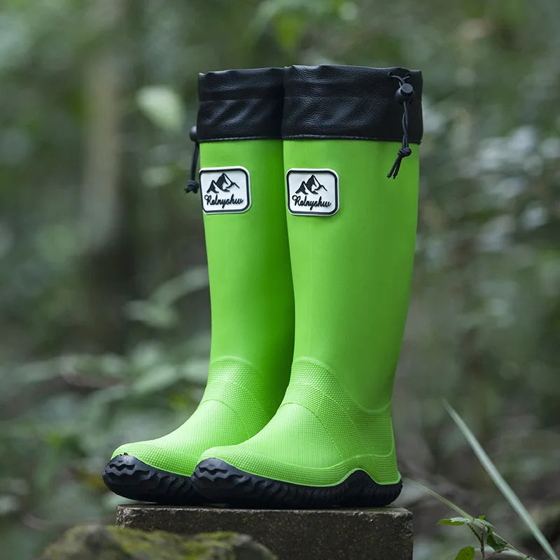 Botas de chuva para homens moda igh-top botas de chuva exterior usar tubo longo impermeável antiderrapante estilo casal botas de pesca ao ar livre