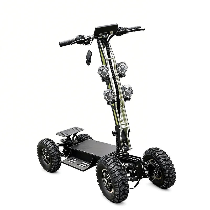 Scooter Elétrico de Alta Velocidade de 13 Polegadas com 4 Rodas – Veículo Dobrável Off-Road com Tração Dupla/Integral para Uso Externo e Patrulha