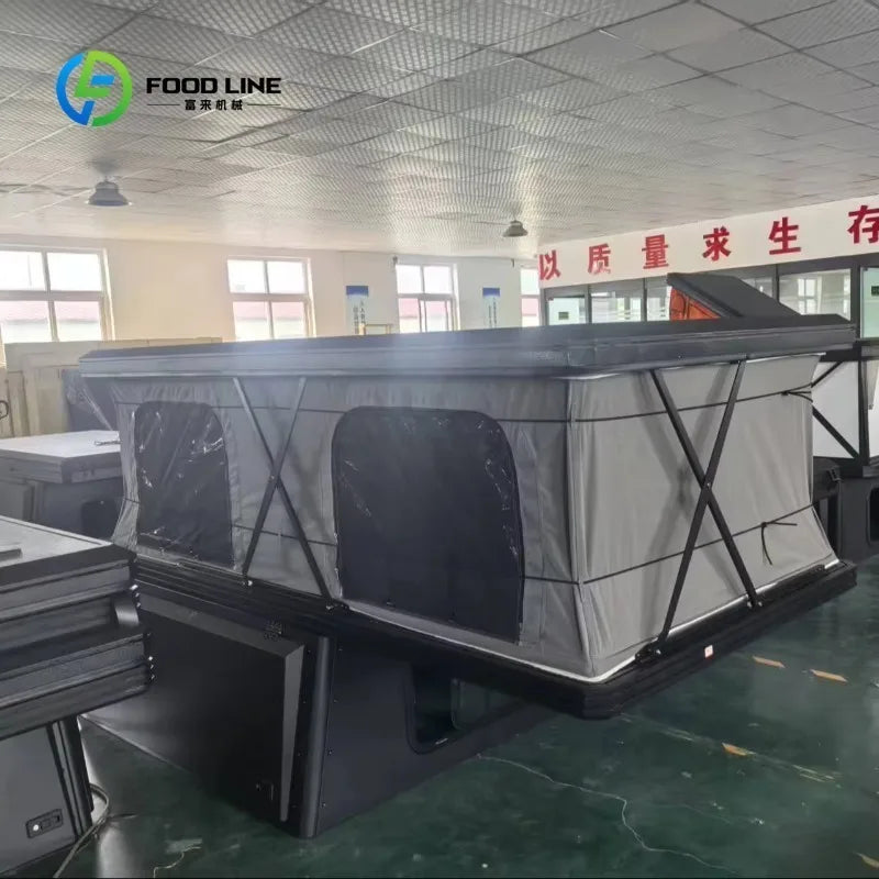 Cabine de Camping para Caminhão, Cabine de Camping Pop-up Totalmente Equipada com Chuveiro, Cozinha, Cama e Armazenamento, Adequada para Passeios e Viagens