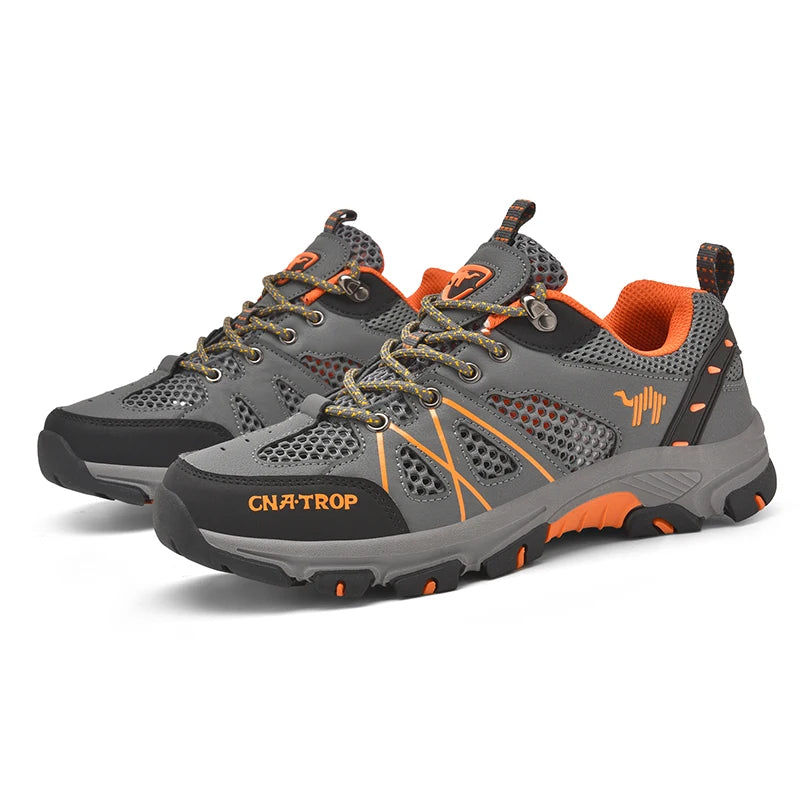 Sapatos de caminhada masculinos malha respirável esportes único sapatos verão ao ar livre resistente ao desgaste caminhadas e caça sapatos esportivos táticos
