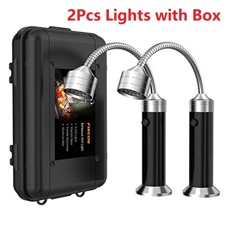 Luz LED Portátil para Churrasqueira — 10 LEDs, Ajustável 180°, Resistente ao Calor para Churrasco e Camping