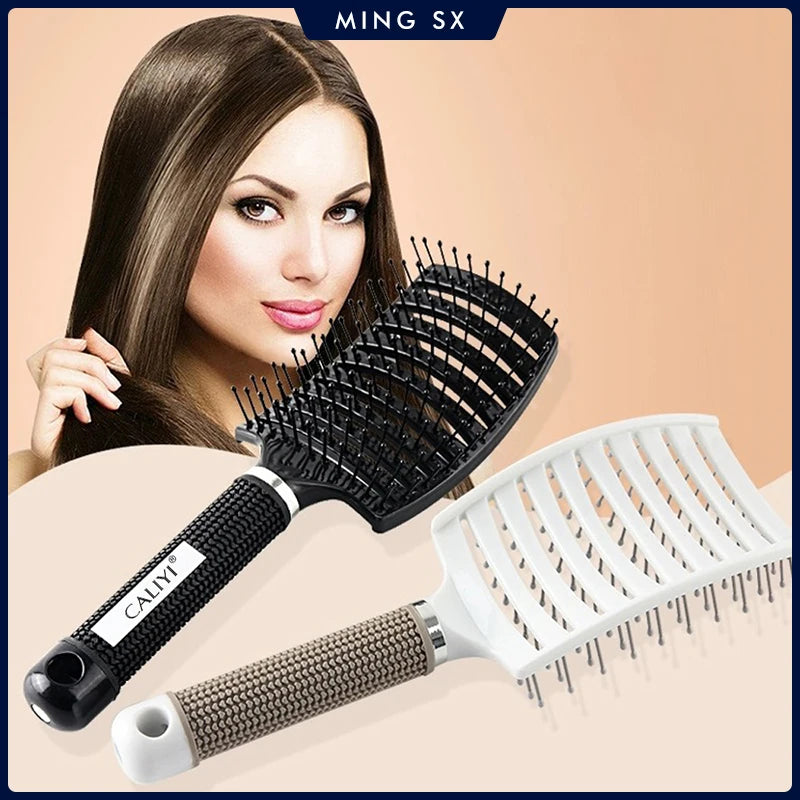 Escova Profissional Ventilada para Cabelos — Desembaraçadora Curvada para Secagem Rápida e Modelagem