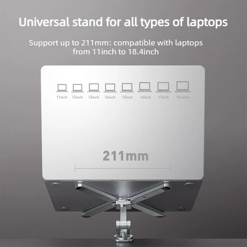 Suporte de Laptop e Tablet 2 em 1 Destacavel — Aluminio, Rotacao 360°, Dobravel para Mesa