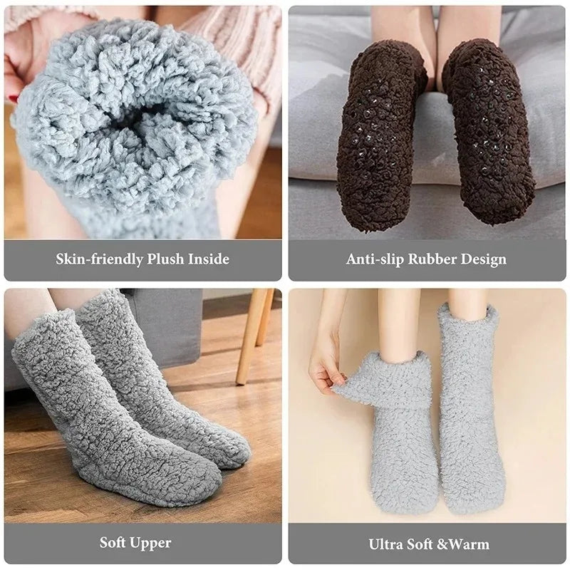 Thickened Winter Women Thermal Cashmere Socks Floor Socks Men's Carpet Home Plus Socks Velvet Sleep Socks Slippers Leg Cover