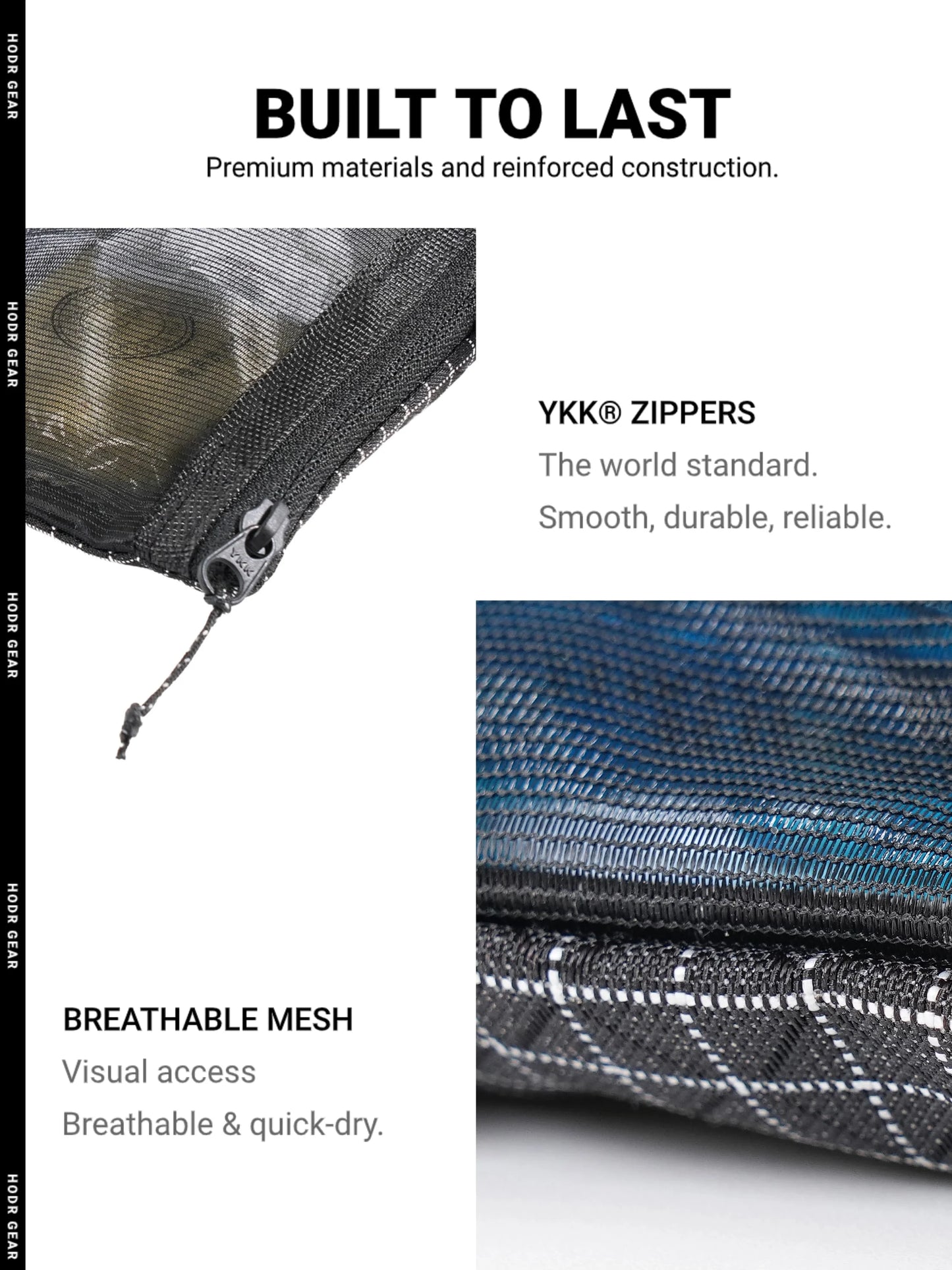 Organizador de produtos de higiene pessoal ultraleve HODRGEAR UHMWPE Gridstop |   Bolsa de malha enrolada de 35g |   Zíperes YKK |   Caminhadas e armazenamento EDC UL GEAR