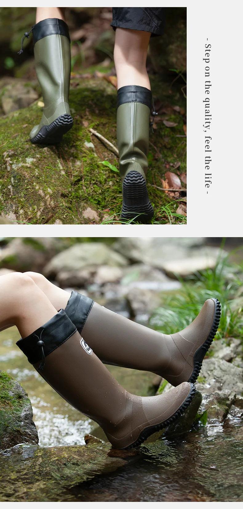 Botas de chuva para homens moda igh-top botas de chuva exterior usar tubo longo impermeável antiderrapante estilo casal botas de pesca ao ar livre