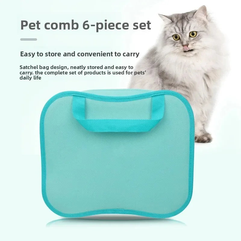 Kit Profissional 6 em 1 para Higiene de Pets — Escovas Autolimpantes para Cães e Gatos com Bolsa Portátil