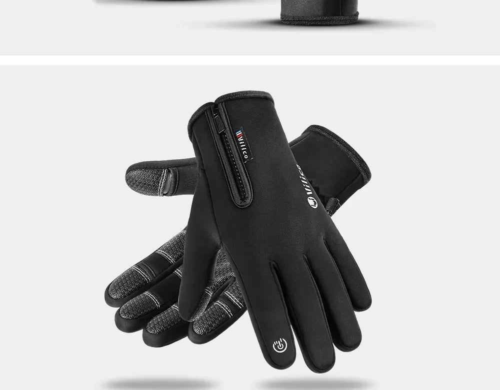 Vilico Luvas de pesca para motocicleta com tela sensível ao toque quente, à prova de vento, duráveis, antiderrapantes, à prova d'água, respiráveis para outono e inverno