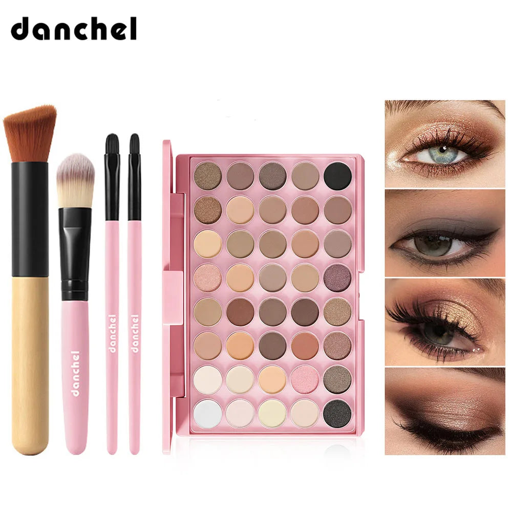 Kit de Maquiagem Completo para Rosto — Base, Corretivo, Blush, Sombra, Sobrancelha e Esponjas