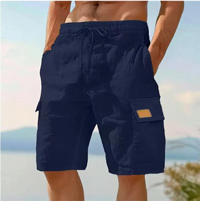 Bermudas Cargo de Secagem Rápida para Homens, Bermudas Táticas com Múltiplos Bolsos, Bermudas Casuais para Atividades ao Ar Livre com Cintura Elástica e Cordão