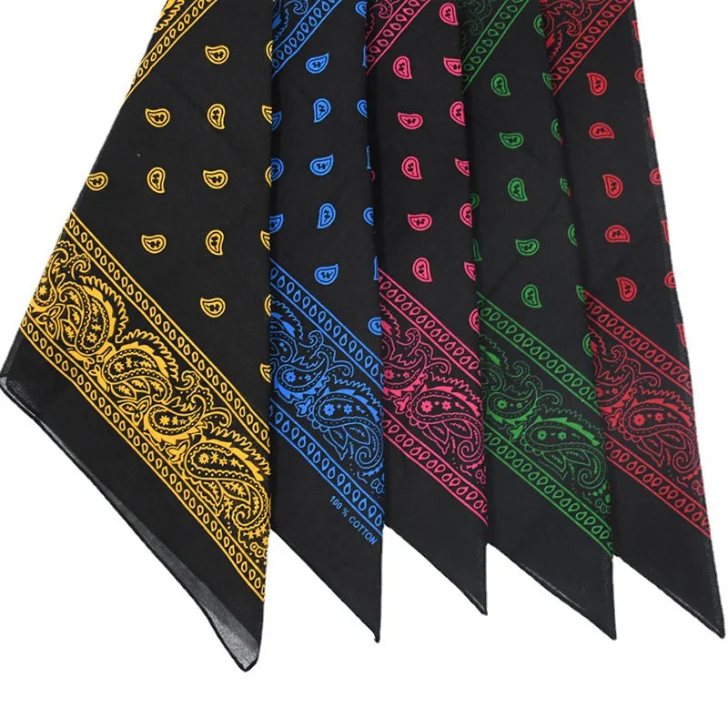 Bandanas de Ciclismo em Algodão com Estampa Paisley, Lenços de Cabeça para Homens/Mulheres, Várias Cores, Lenço Quadrado, Máscara Esportiva para Atividades ao Ar Livre, Faixa de Cabeça para Bolsa