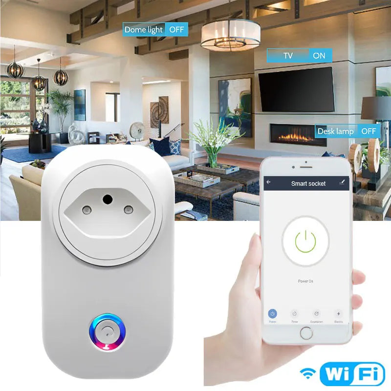 Tomada Inteligente Wi-Fi com Medidor de Energia — 10A/16A, App Tuya/Smart Life, Compativel Alexa e Google