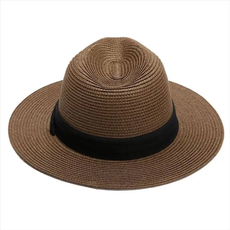 Chapéu Fedora Panamá Premium de Palha 54-62cm Dobrável Unissex Proteção UV para Viagens de Verão