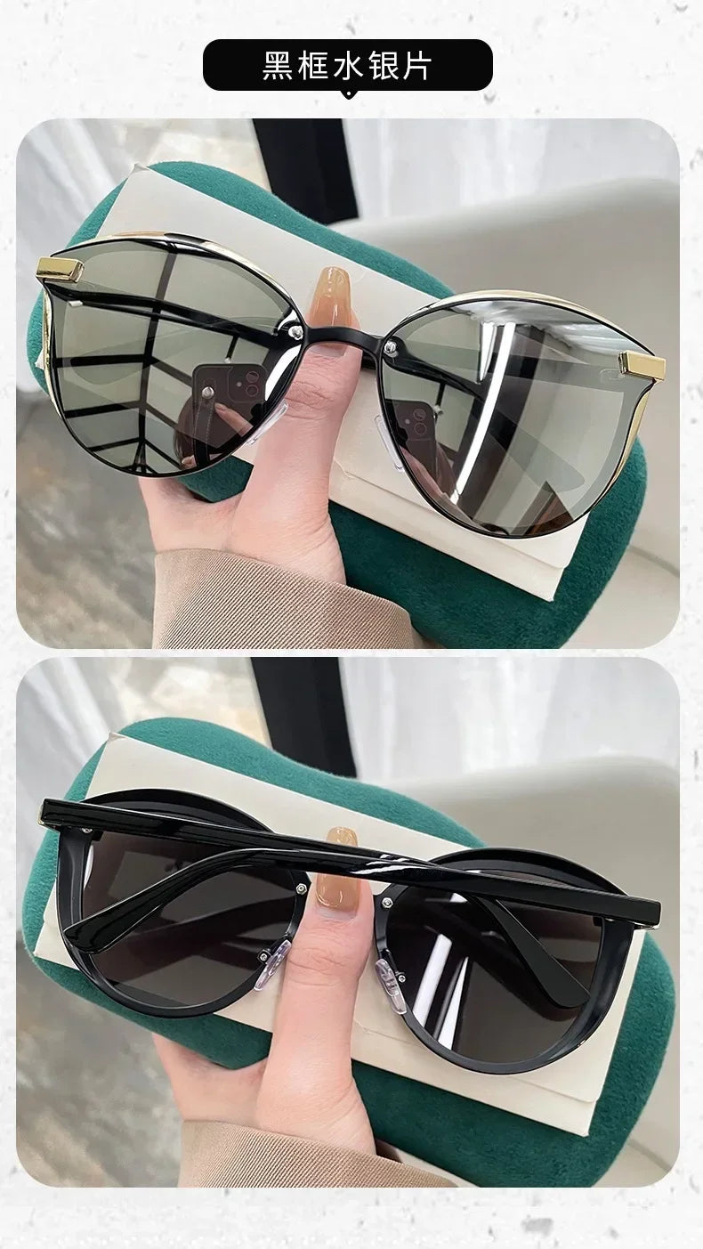 Óculos de Sol Retro Redondo Estilo Gato — Feminino, Elegante e com Proteção UV400