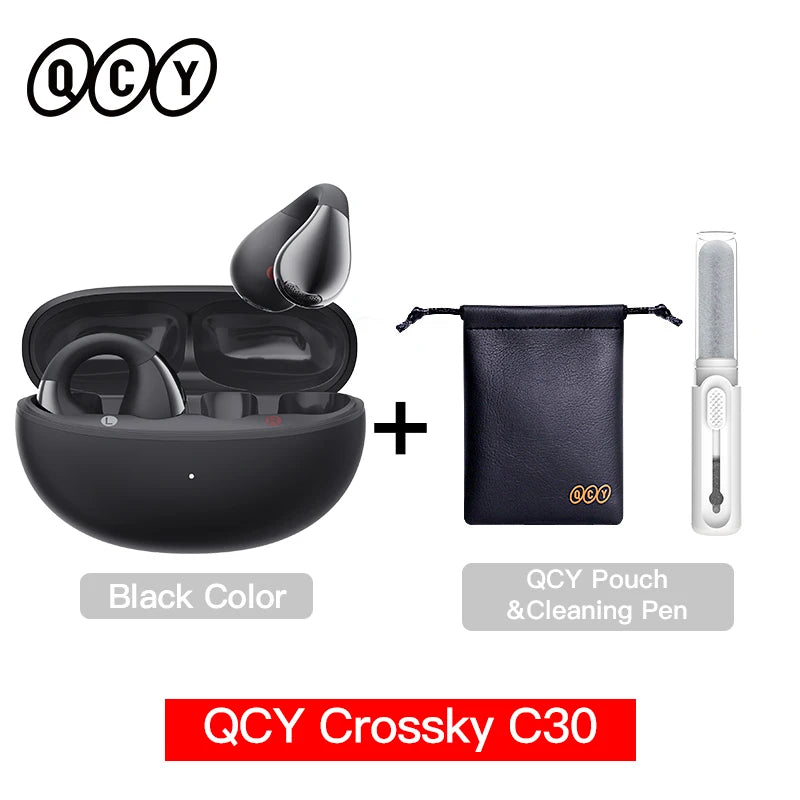 Fones de Ouvido Sem Fio QCY Crossky C30 — Bluetooth 5.4, Clip para Ouvido, 25h de Bateria, IPX4