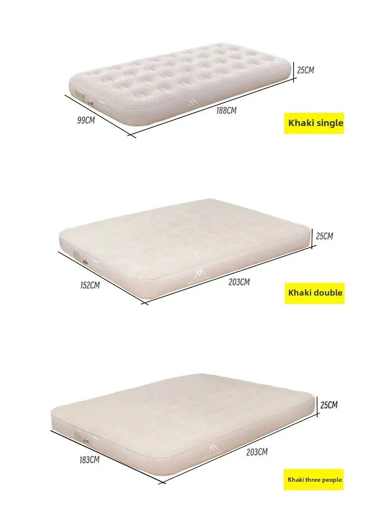 Colchão Inflável para Camping MOUNTAINHIKER 2025, Colchão de Ar para Glamping em PVC, Cama de Camping para 1/3 Pessoas com Bomba Embutida