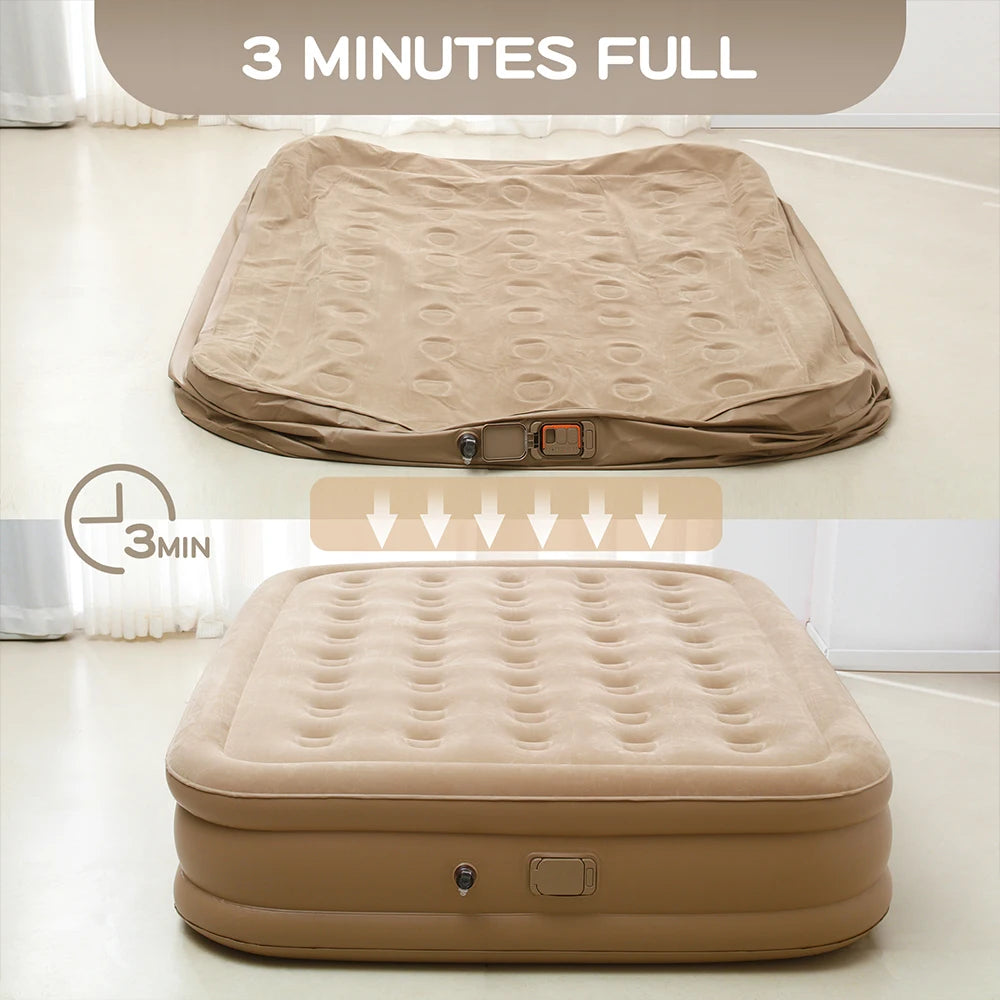 Colchão de ar interior glamping esteiras pvc inflável colchão de dormir luxo 2 pessoas acampamento cama esteira bomba embutida engrossar esteira
