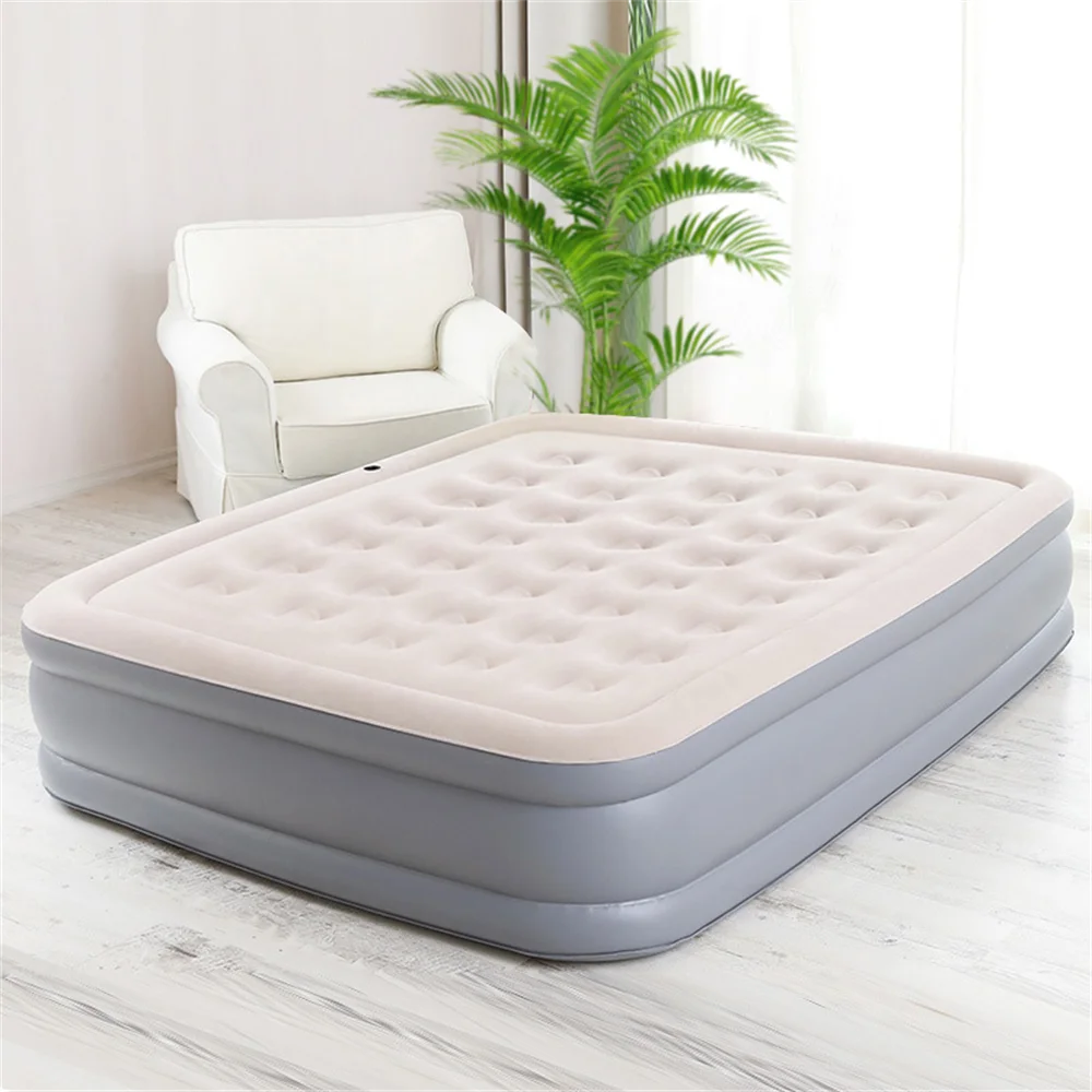 Colchão de ar interior glamping esteiras pvc inflável colchão de dormir luxo 2 pessoas acampamento cama esteira bomba embutida engrossar esteira