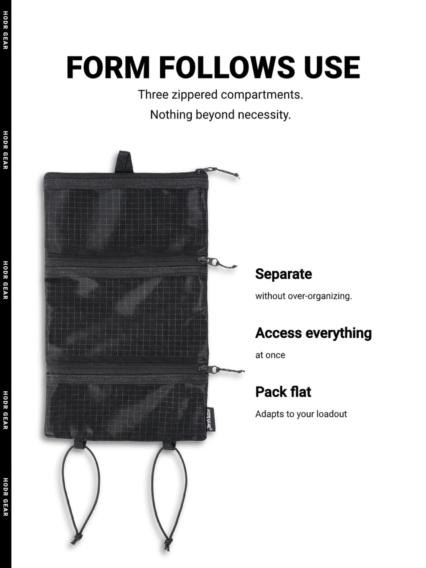 Organizador de produtos de higiene pessoal ultraleve HODRGEAR UHMWPE Gridstop |   Bolsa de malha enrolada de 35g |   Zíperes YKK |   Caminhadas e armazenamento EDC UL GEAR
