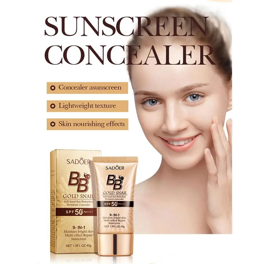 BB Cream Protetor Solar com Caracol Dourado — FPS 50+, Hidratante e Corretivo Facial 40g
