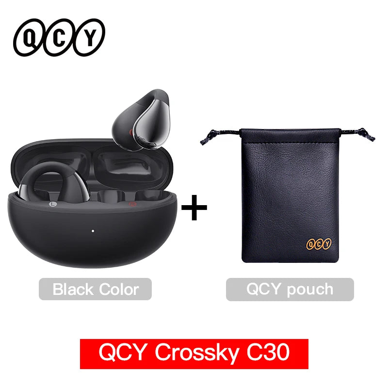 Fones de Ouvido Sem Fio QCY Crossky C30 — Bluetooth 5.4, Clip para Ouvido, 25h de Bateria, IPX4