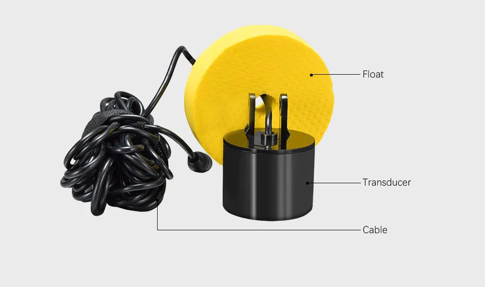 FFC1108-1 Alarme Sonar Portátil 100M para Pesca, Localizador de Peixes com Cobertura de 45 Graus, Sonda de Eco com Alarme e Transdutor para Pesca em Lagos e Mares