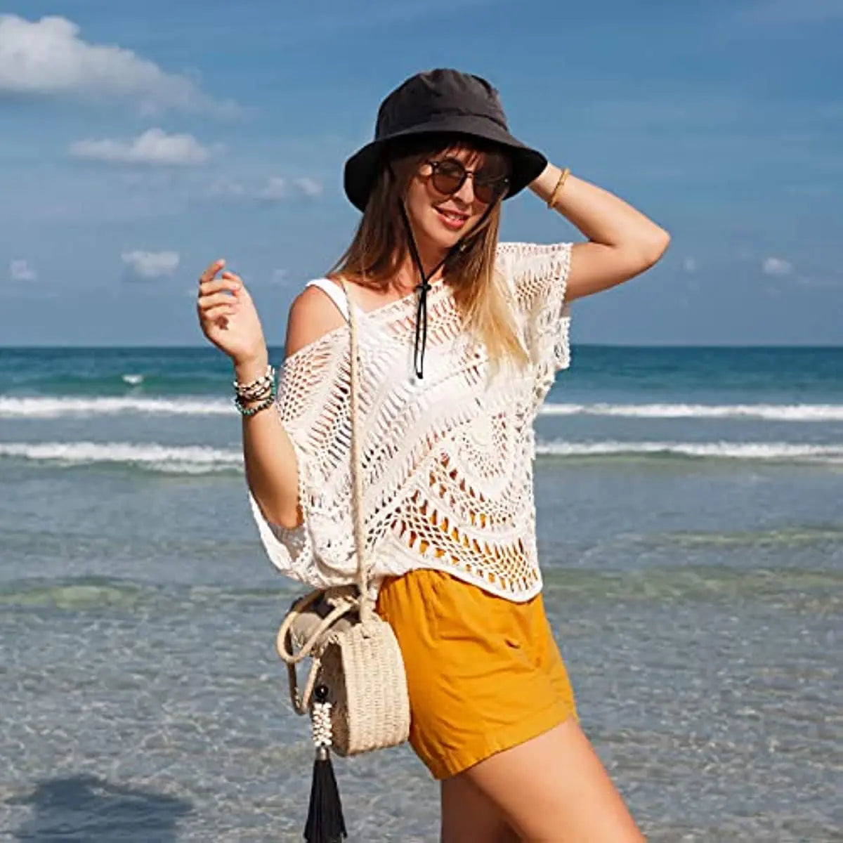 Chapéu de balde impermeável para homens e mulheres, chapéu de sol Boonie aba larga, chapéu dobrável para pesca na praia, UPF 50 Plus