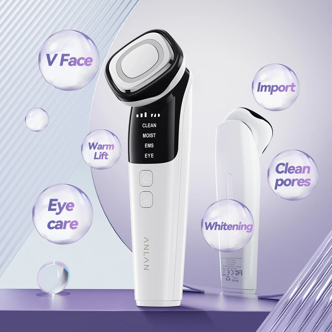 Massageador Facial Elétrico ANLAN com Microcorrente — Lifting, Limpeza Profunda e Anti-Rugas