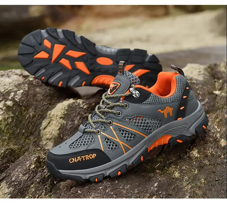 Sapatos de caminhada masculinos malha respirável esportes único sapatos verão ao ar livre resistente ao desgaste caminhadas e caça sapatos esportivos táticos