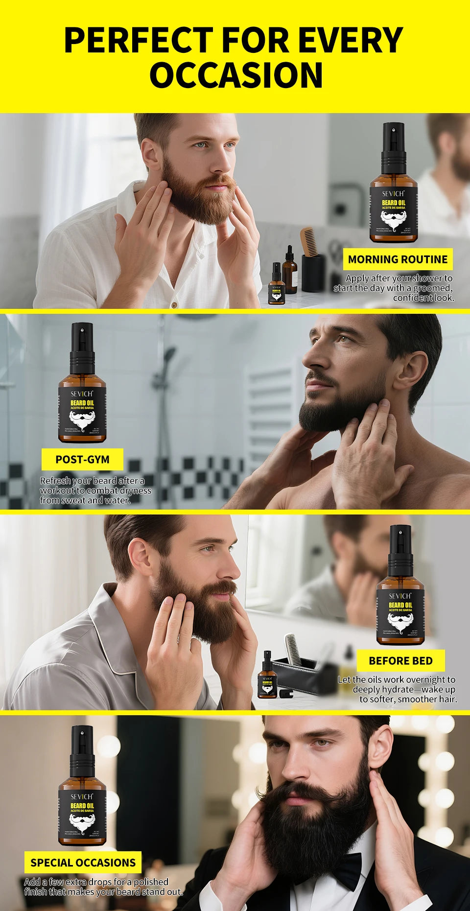 Kit de Óleo para Barba Masculino — Creme Hidratante, Cera e Óleo para Bigode Estiloso e Charmoso
