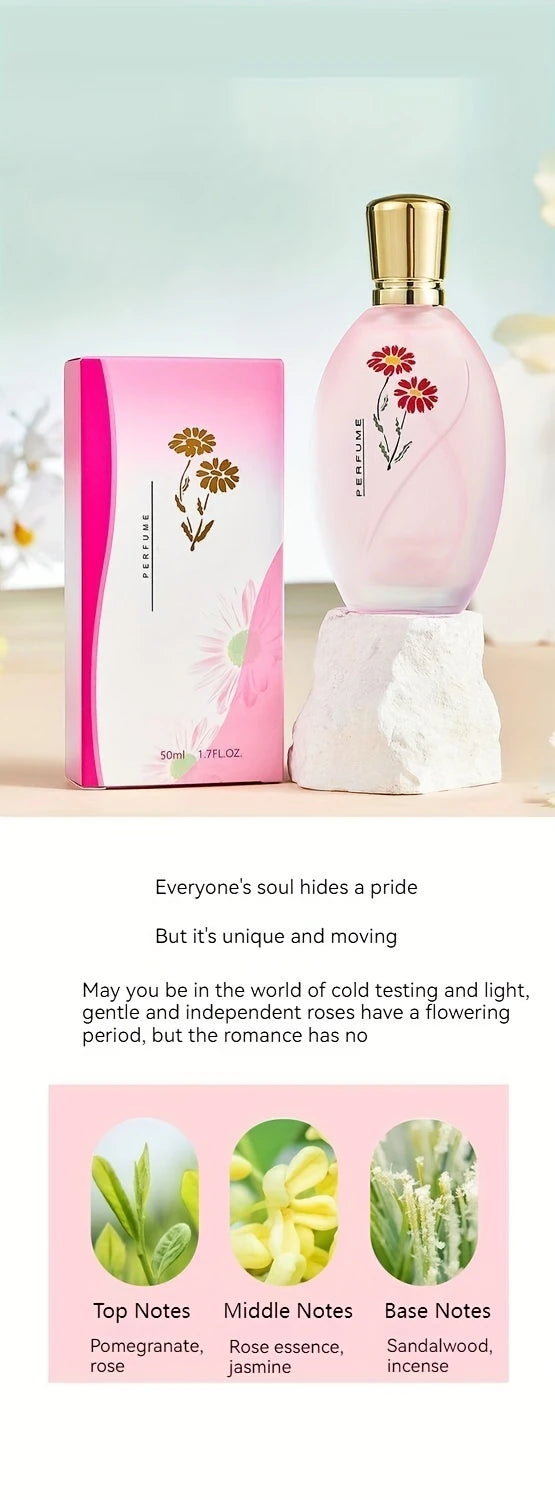 Perfume 50ml com Fragrância de Rosa e Jasmim — Presente Elegante para Homens e Mulheres