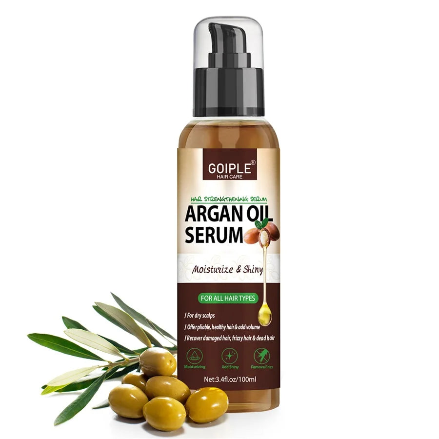 Sérum Capilar de Óleo de Argan Marroquino — Hidratante, Anti-Frizz e Reparador para Cabelos Danificados