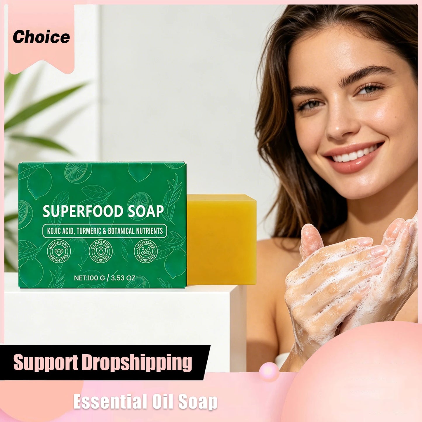 Sabonete Facial Natural com Oleo Essencial — Limpeza Profunda, Anti-Acne, Controle de Oleosidade, 100g