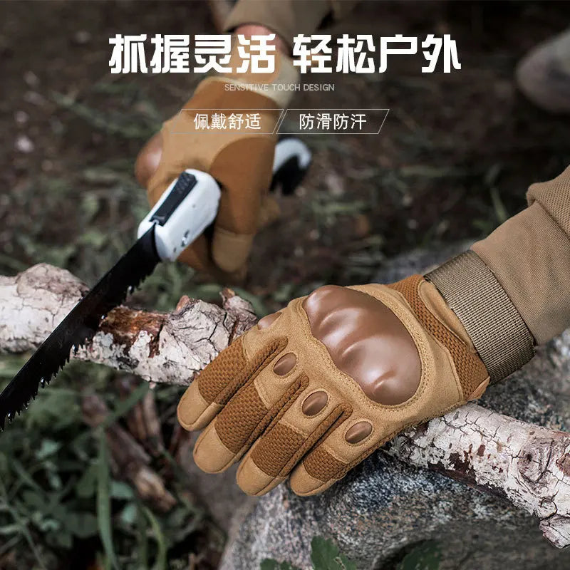 Luvas Táticas Resistentes com Touch Screen — Dedo Completo para Moto, Camping, Trilha e Fitness