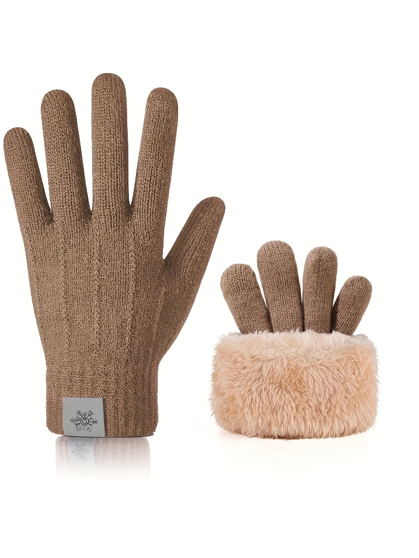 Luvas quentes de inverno para homens e mulheres, tela sensível ao toque, camada dupla, veludo, espesso, à prova de vento e frio, luvas de malha para ciclismo