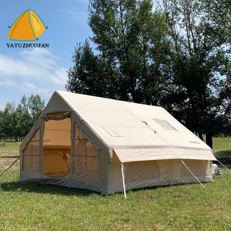 Barraca de Camping em Lona - Barraca de Algodão Impermeável, Respirável, Resistente para Camping em Família e Glamping ao Ar Livre.