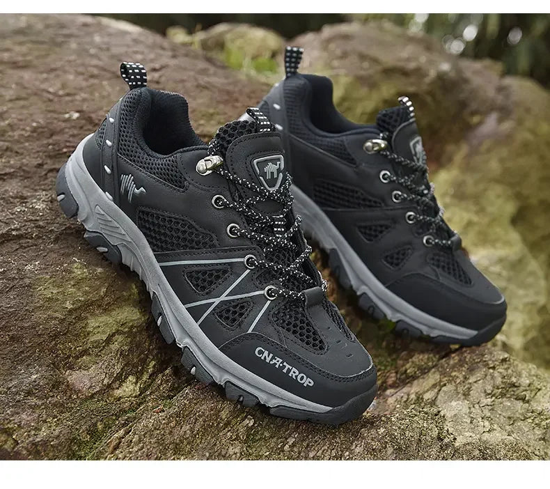 Sapatos de caminhada masculinos malha respirável esportes único sapatos verão ao ar livre resistente ao desgaste caminhadas e caça sapatos esportivos táticos