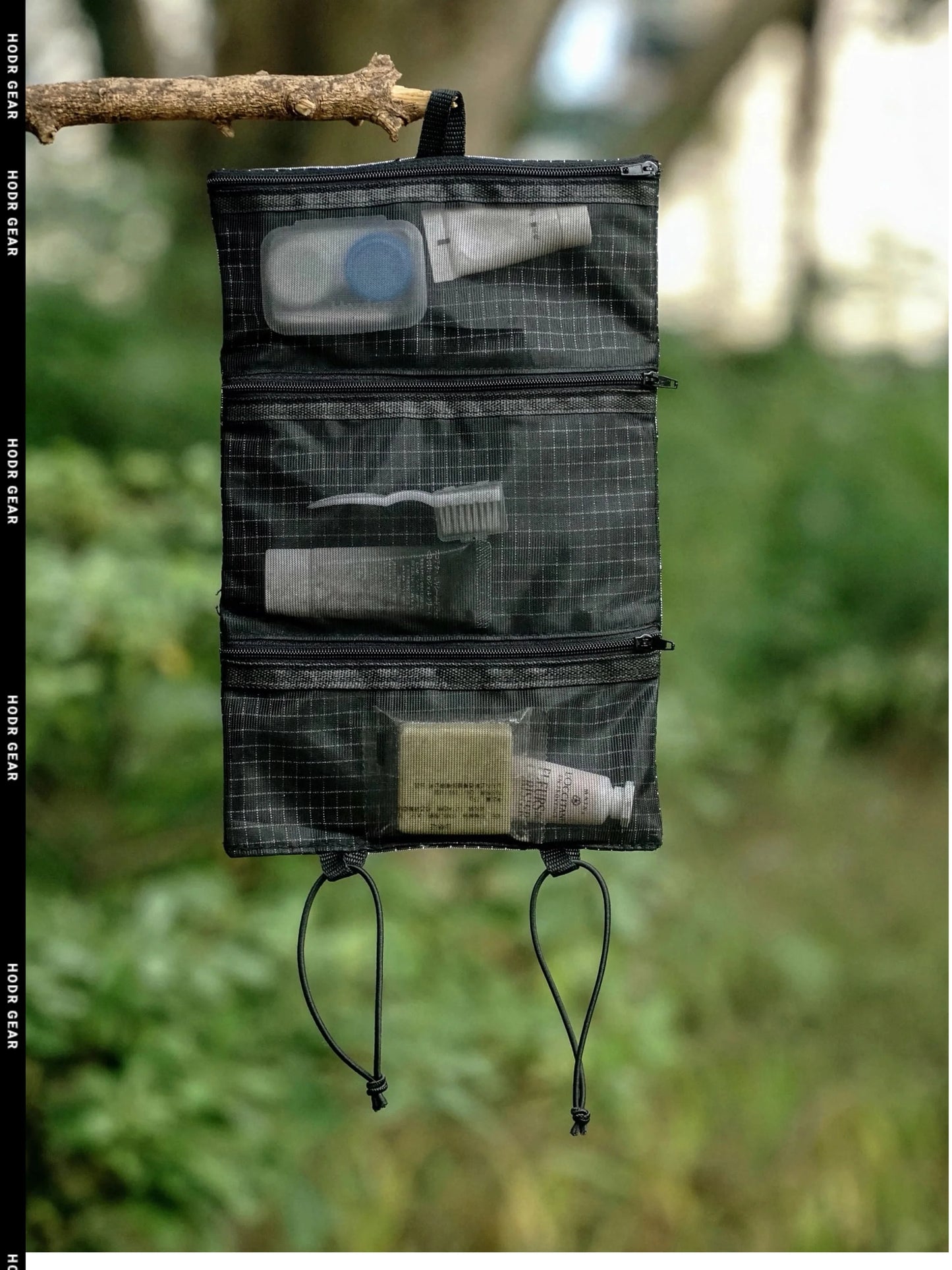 Organizador de produtos de higiene pessoal ultraleve HODRGEAR UHMWPE Gridstop |   Bolsa de malha enrolada de 35g |   Zíperes YKK |   Caminhadas e armazenamento EDC UL GEAR