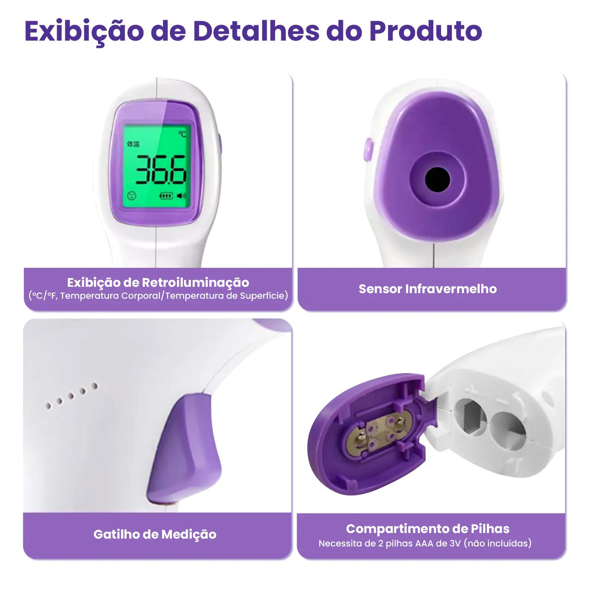 Termômetro Digital Infravermelho para Testa e Objetos