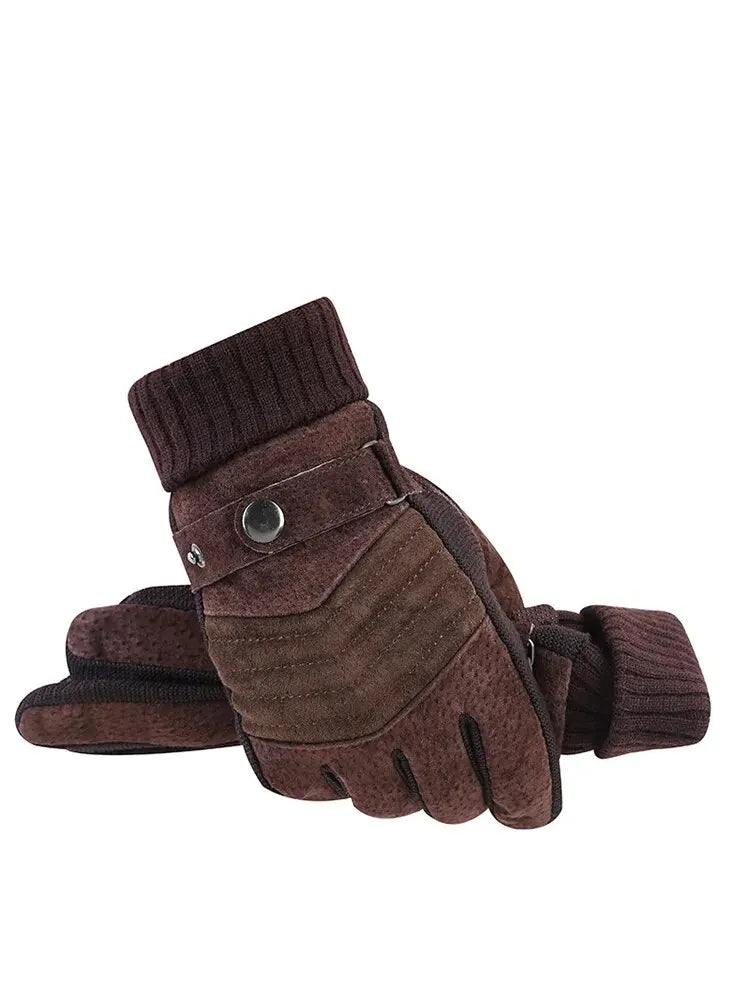 Luvas Inverno Ciclismo Motocicleta Windproof isolamento frio quente couro Touch Screen Anti-Slip pilha grossa dos homens