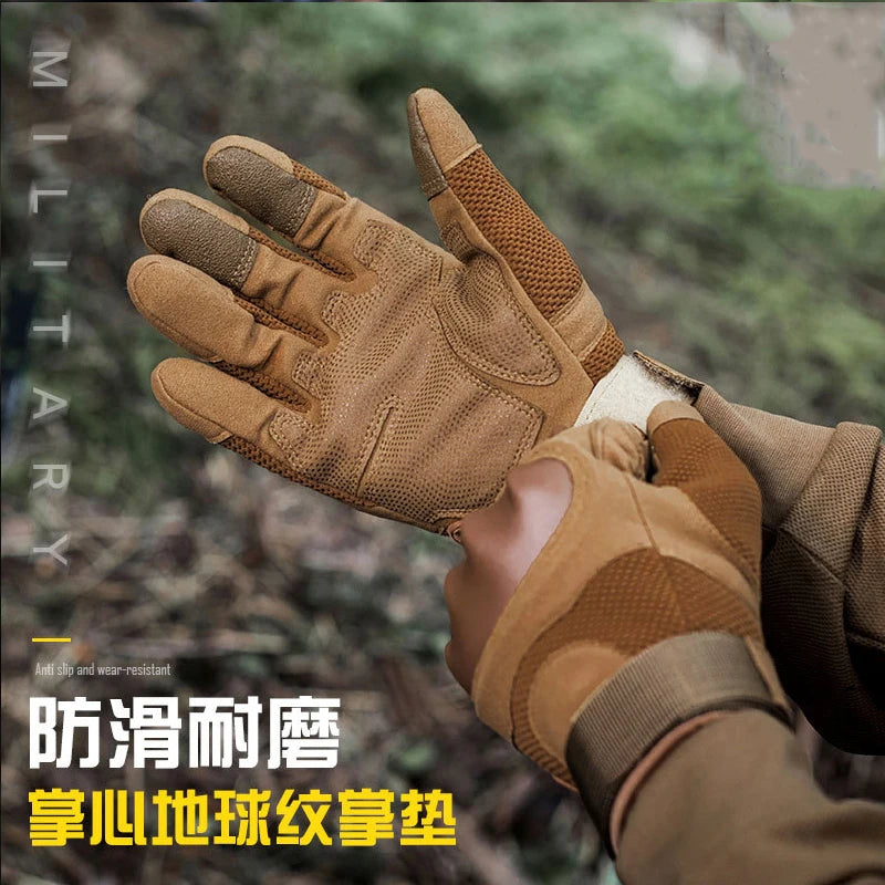 Luvas Táticas Resistentes com Touch Screen — Dedo Completo para Moto, Camping, Trilha e Fitness