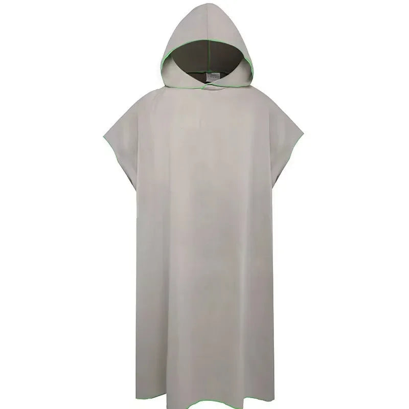 Toalha de Banho de Microfibra com Capuz para Adultos, Toalha de Praia de Secagem Rápida e Absorvente, Robe Vestível com Mangas