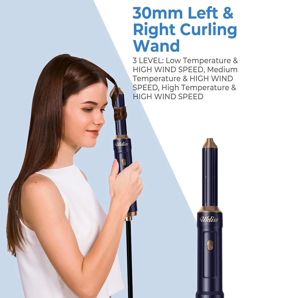 Escova Modeladora Elétrica 6 em 1 — Secador, Babyliss e Pente Aquecido para Estilização Profissional