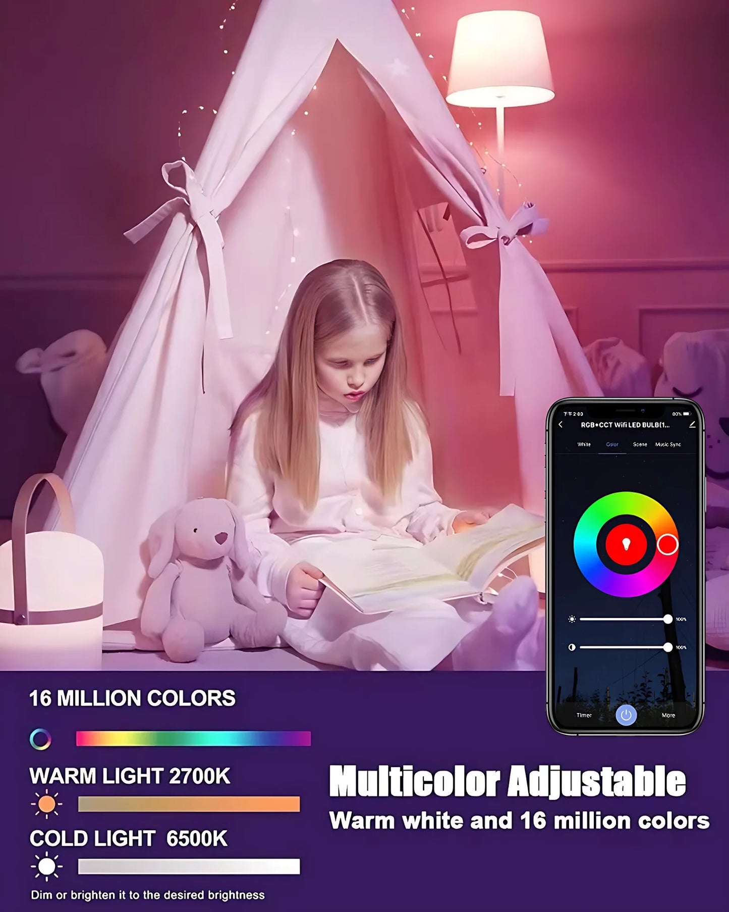 Lâmpada Inteligente Tuya Smart RGB E27 — 9W/15W, Wi-Fi, Bluetooth, Alexa e Google Home