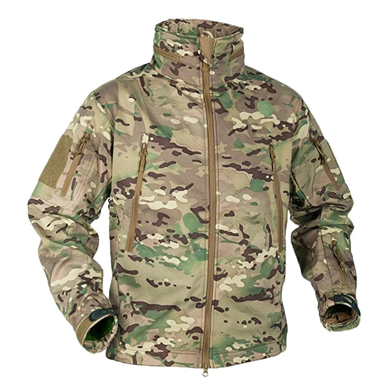 Outono inverno jaqueta de lã para homens casca macia tático impermeável casaco camuflado do exército airsoft roupas multicamadas blusões