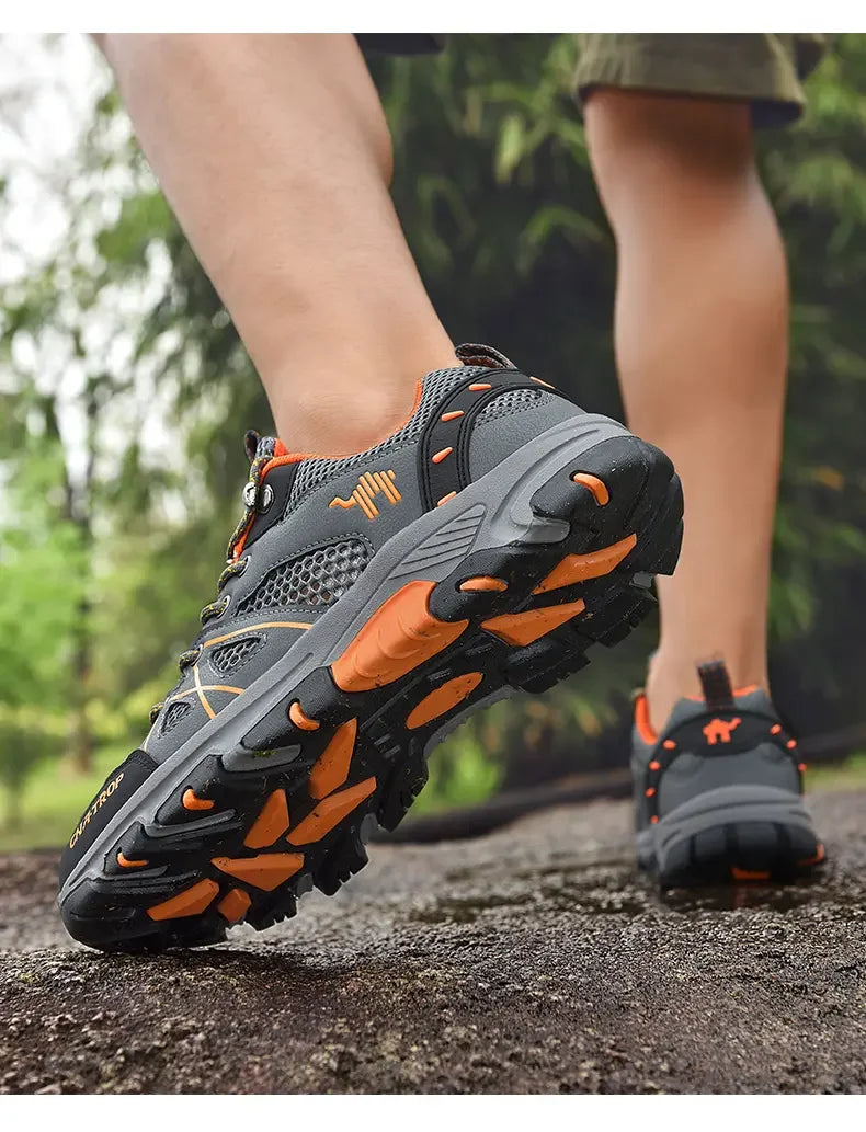 Sapatos de caminhada masculinos malha respirável esportes único sapatos verão ao ar livre resistente ao desgaste caminhadas e caça sapatos esportivos táticos
