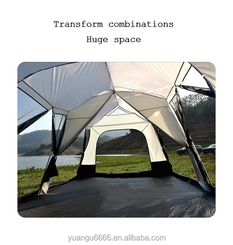 Tendas de Camping para 8-10 Pessoas, Grande Tamanho, Impermeáveis, Quatro Estações, Dupla Camada, Dois Quartos, Tendas Personalizadas para Glamping e Praia Familiar