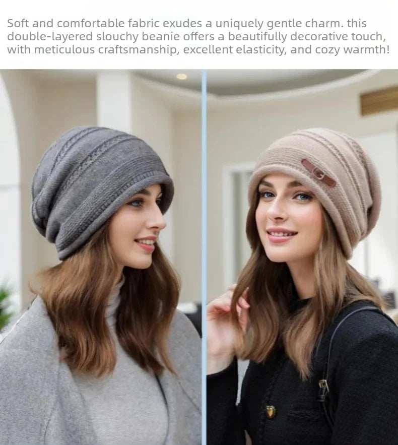 Gorro de Malha Feminino Quentinho — Forro de Pelúcias, Confortável e Estiloso para o Inverno